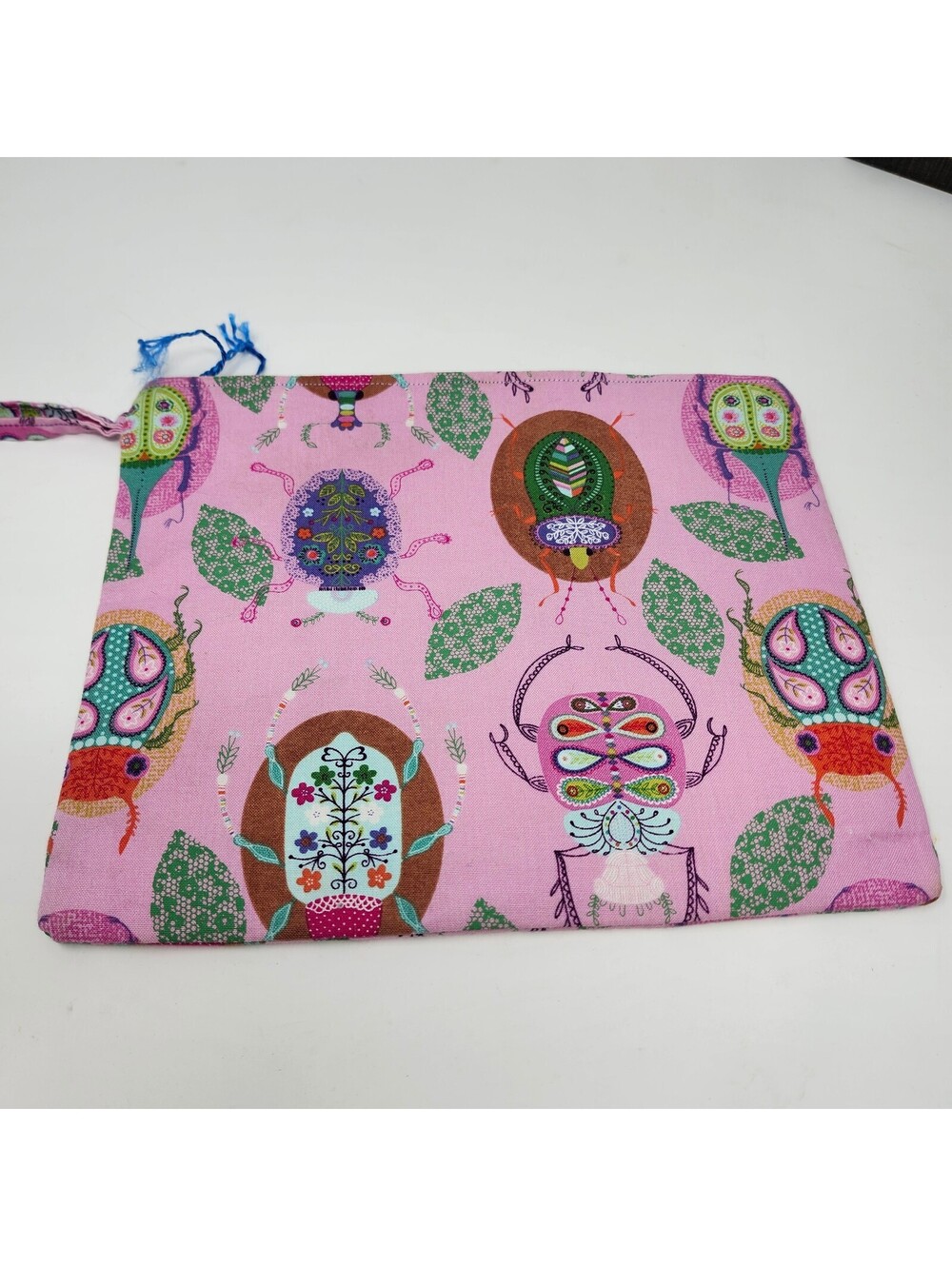 Handmade Pink Bug Print Zipper Pouch Cosmetic Bag Makeup Pencil Case Gift - Picture 2 of 6